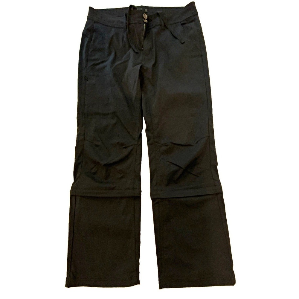 prAna Women's Halle Black Convertible Zip-Off Cargo Softshell Pants 12 RN107516